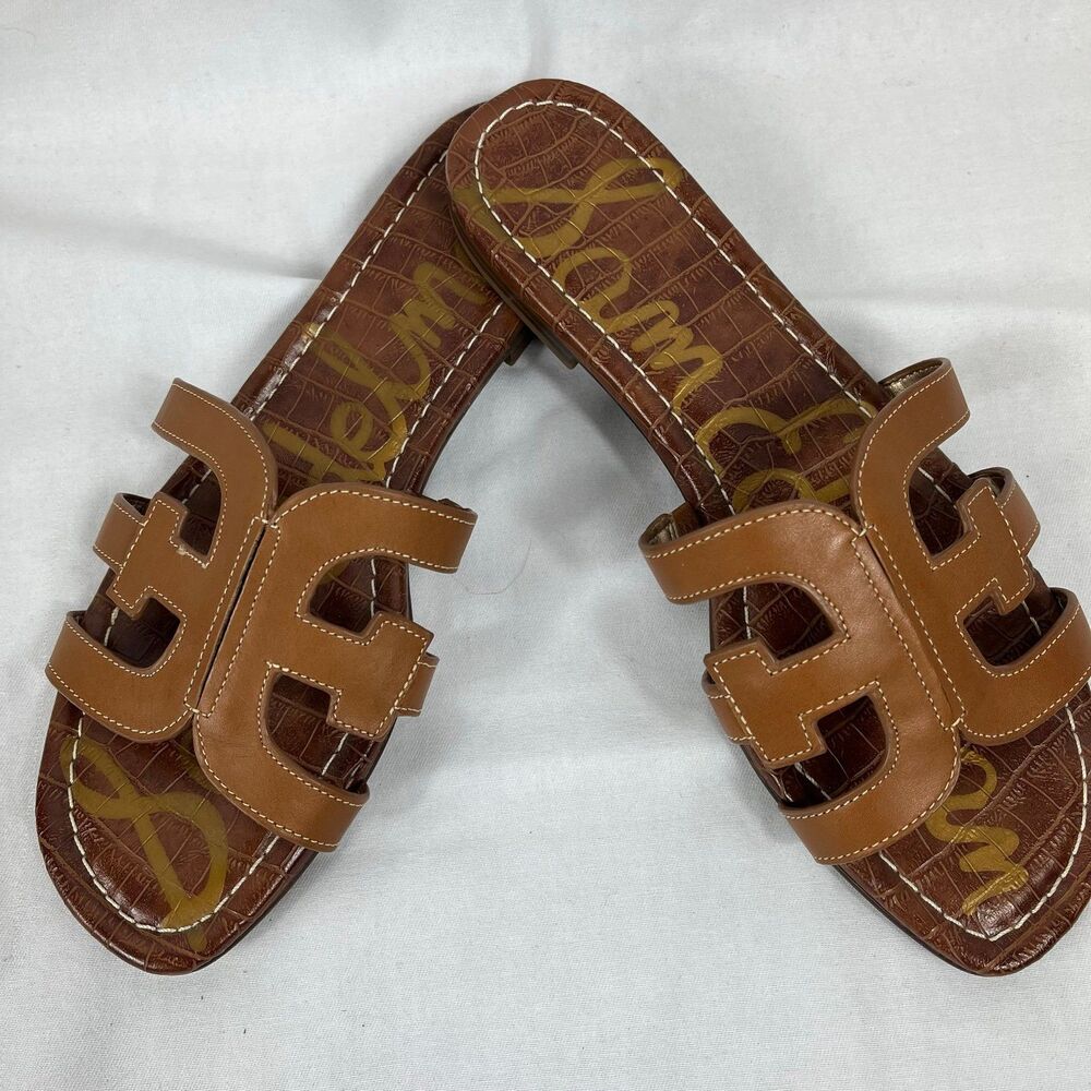 Sam Edelman Brown Leather Slide Sandals